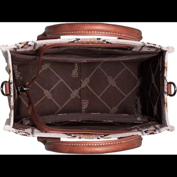 Wrangler Cream and Brown Tote with Geometric Embroidery - Picture 4 of 5